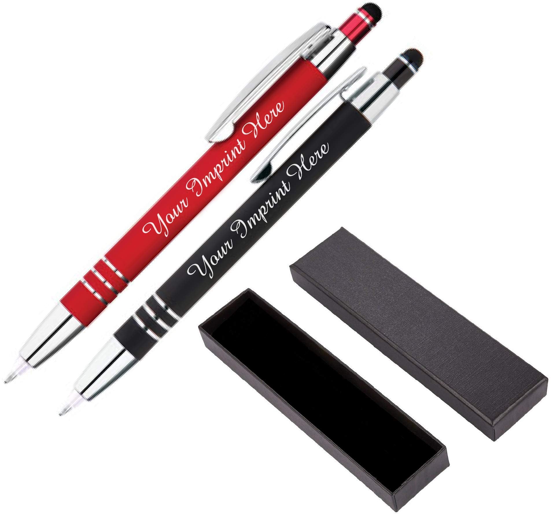 ExpressDesigns™ - Personalized Pens Gift Set - 2 Pack of | LED Flashlight Soft Touch Metal Pens