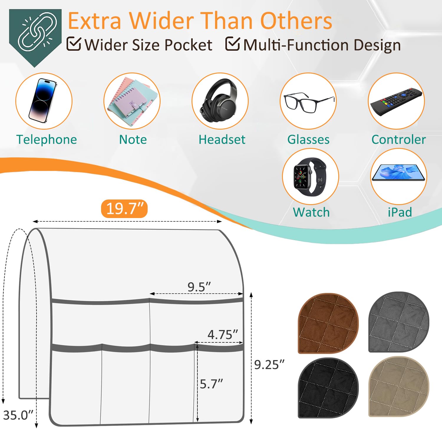 Remote Control Holder for Recliner Non-Slip Armchair Caddy Couch Armrest Organizer, Arm Chair