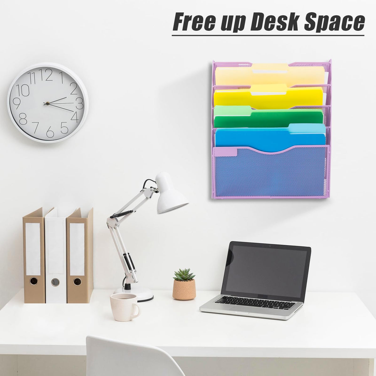 EASEPRES 5 Pocket Mesh Hanging Wall File Organizer, Wall Mounted Mail Paper Document Folder Holder