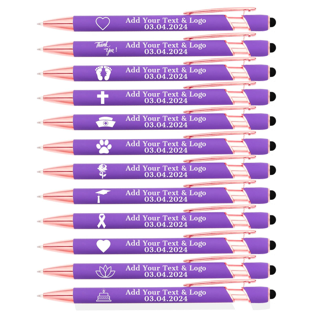 LMJUEJIN Personalized Pens with Name or Logo - Black Ink - 12 pcs Metal Custom Ballpoint Pen with