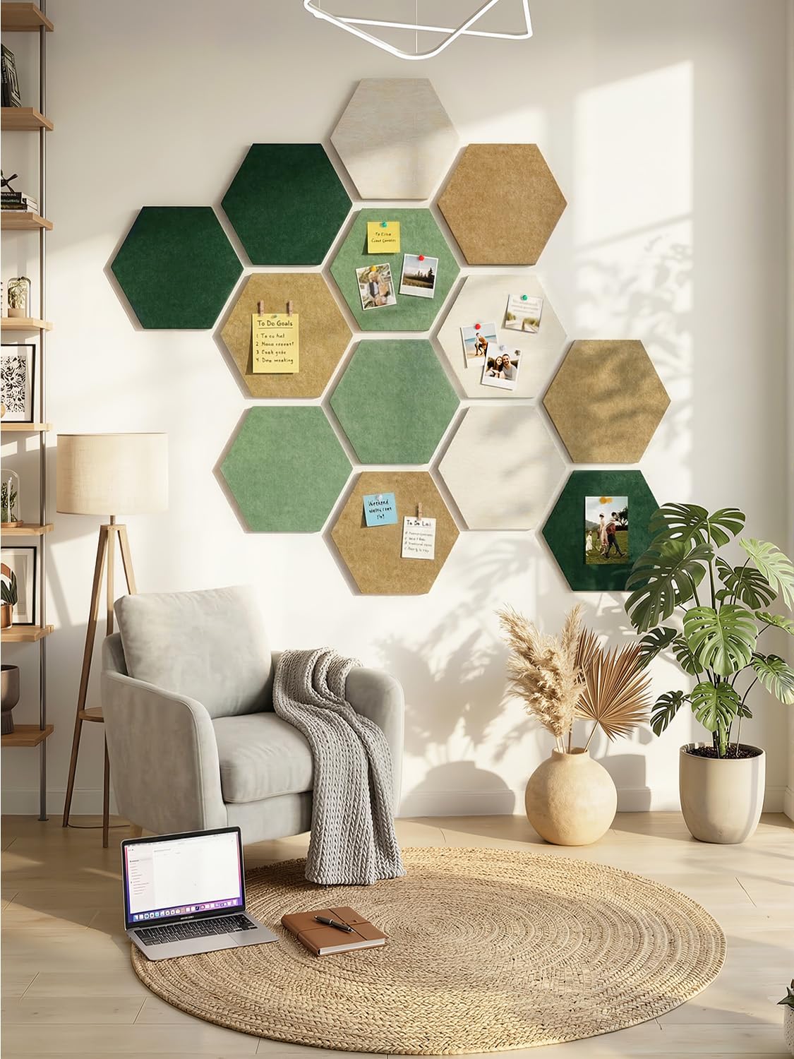 Uoisaiko 8-Pack Hexagon Felt Bulletin Board Tiles, Cork Board Alternative