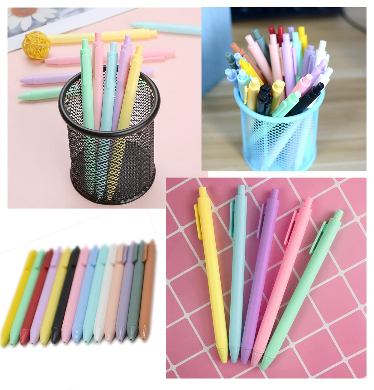 YYaaloa 70pcs Cute Pens Black Gel Ink Pens Retractable 0.5mm Gel Pens Bullet Point Nice Gifts Fun
