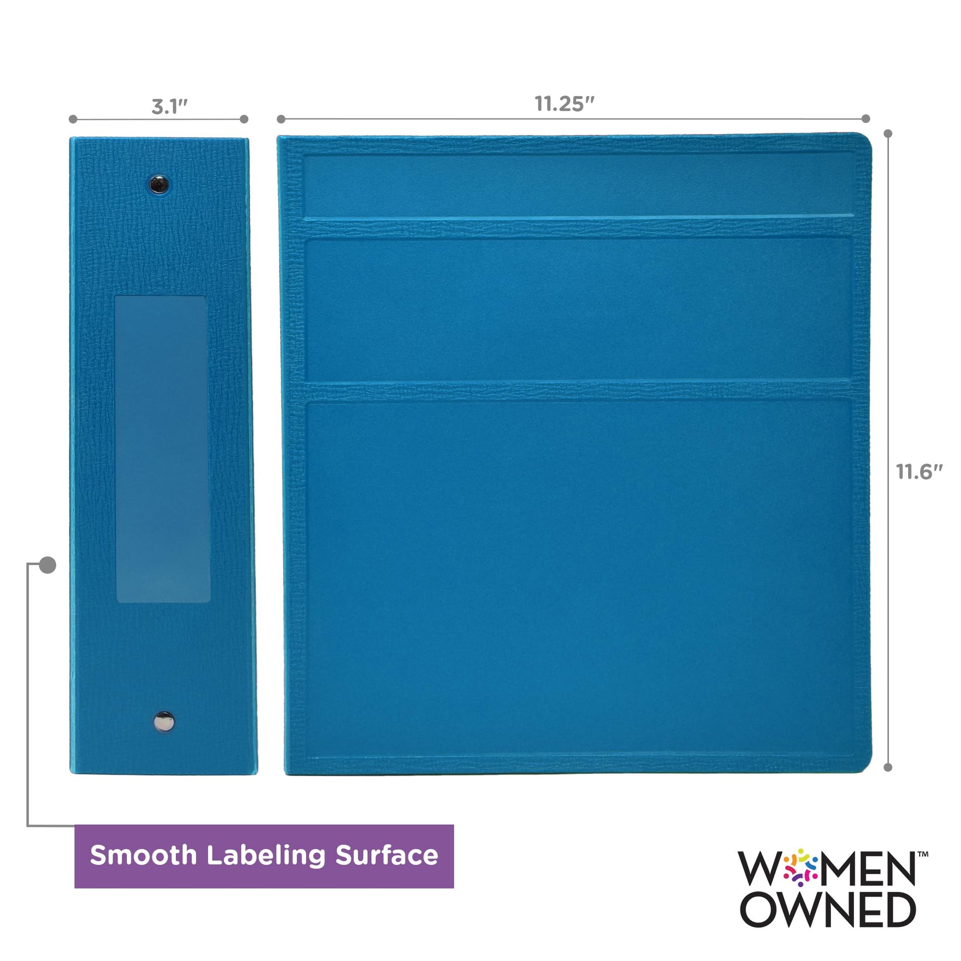 Carstens 3-Inch Heavy Duty 3-Ring Binder - Side Opening, Pool Blue, Durable Plastic, Precision