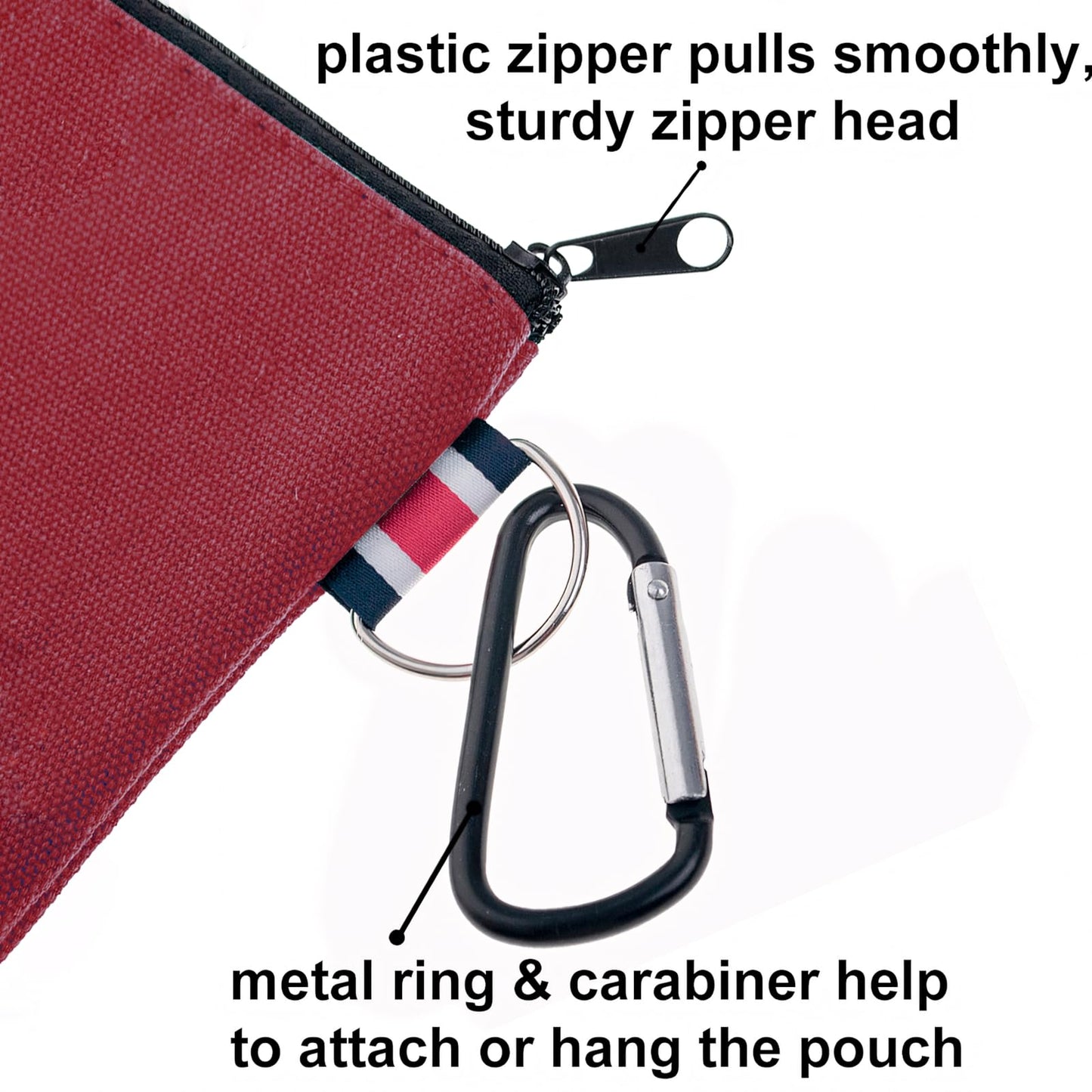 Muka 12 Pack Coin Purse with Carabiner Cotton Canvas Pouch 4-1/4 x 4-1/4 Inches-Mixed