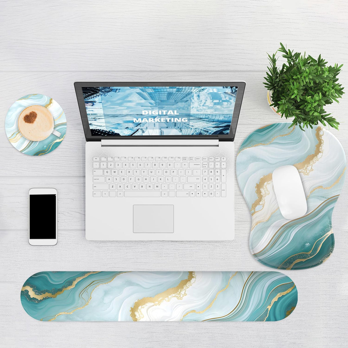 Ergonomic Mouse Pad with Wrist Rest and Keyboard Wrist Rest, Gel Mousepad
