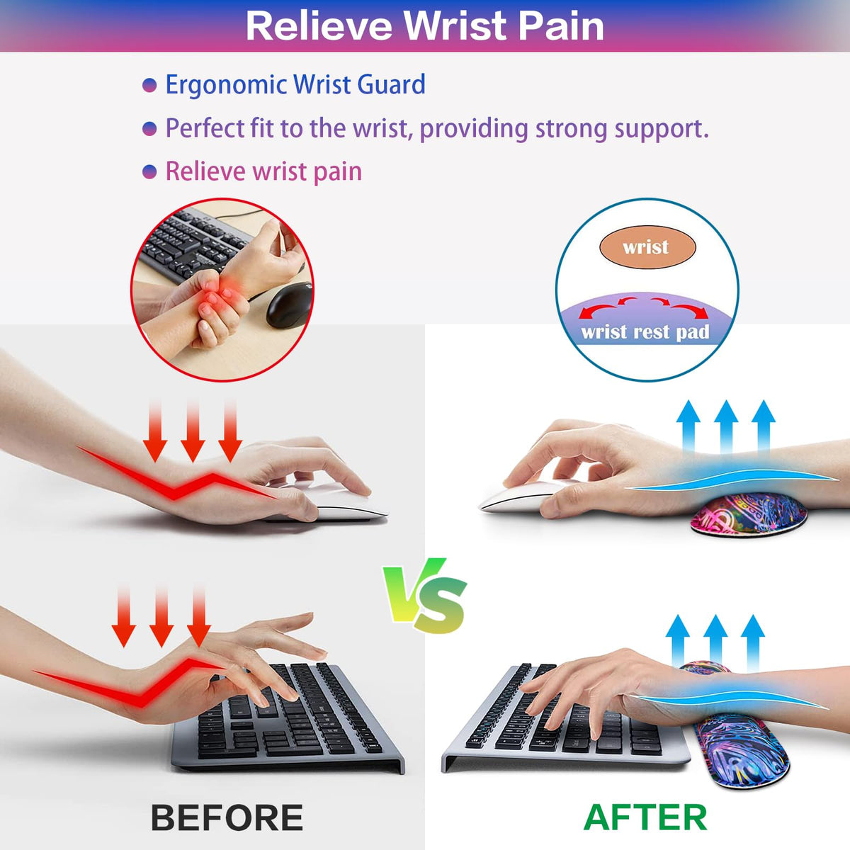 QOMOLAMA Mouse Pad with Wrist Rest, 4-in-1 Large Mousepad Keyboard