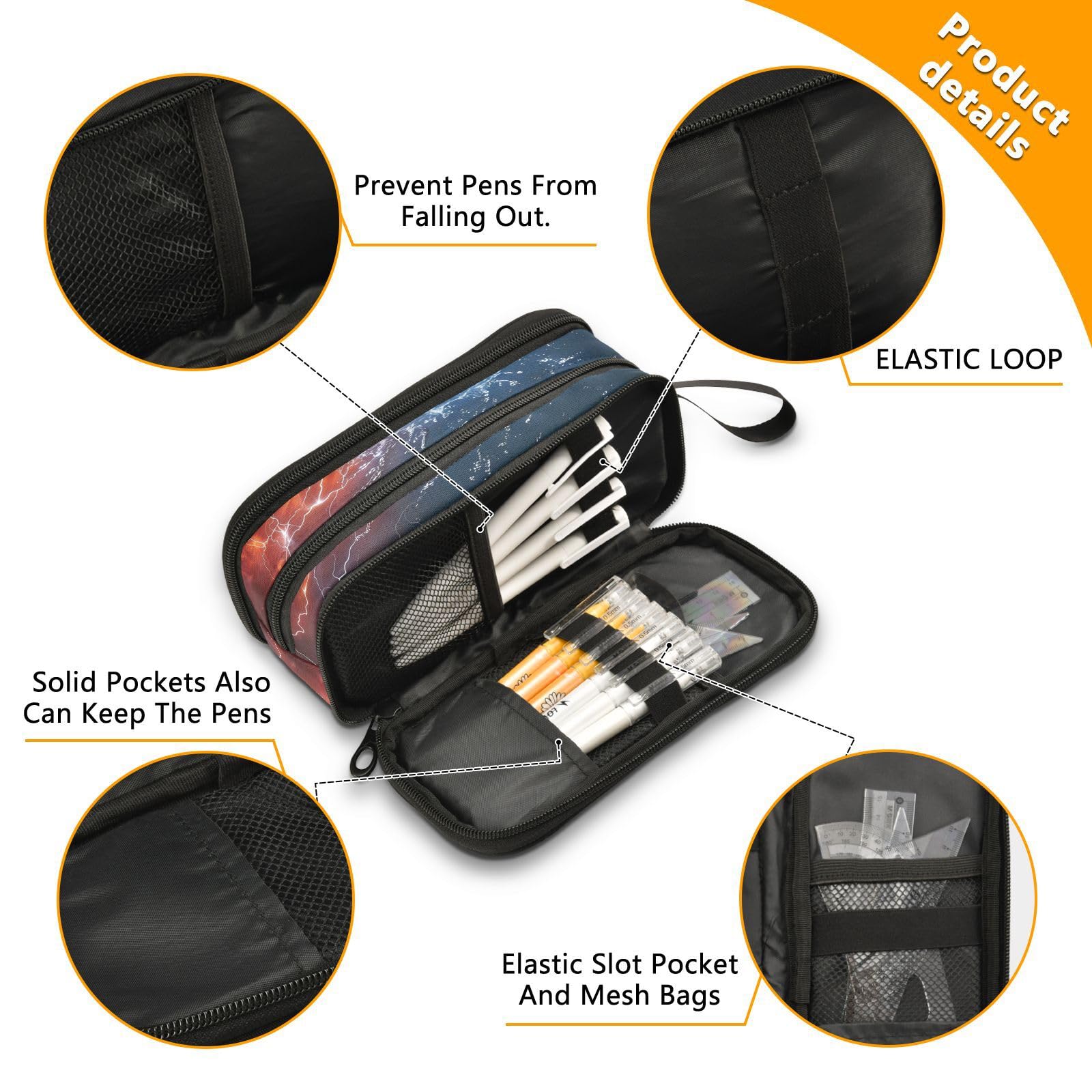 BOENLE American Football Pencil Case Box Boys Girls Large Pencil Pouch with Zipper Compartments Big