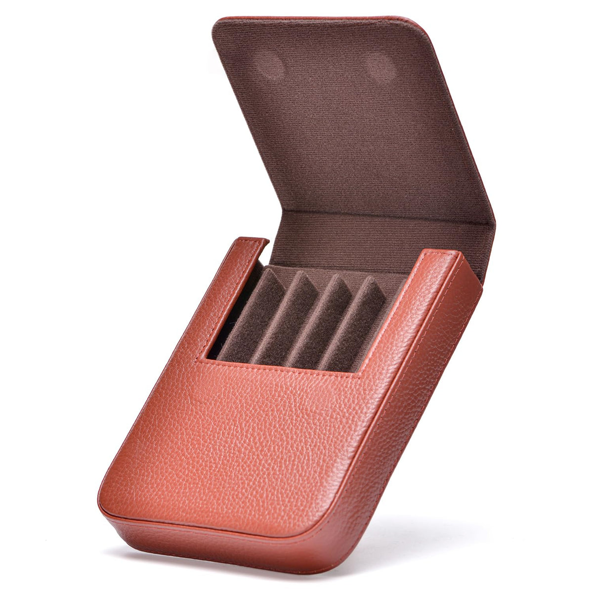 Lanxivi Genuine Leather Fountain Pen Case 6 Slot Coffee Leather Organizer, Portable Pen Bag Pouch
