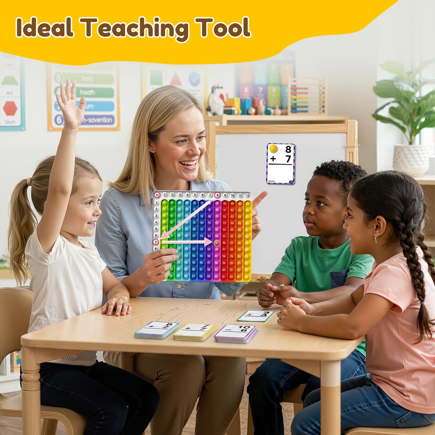 JoyCat 144 Addition & Subtraction Flash Cards with Learning Board, Ages 4-8