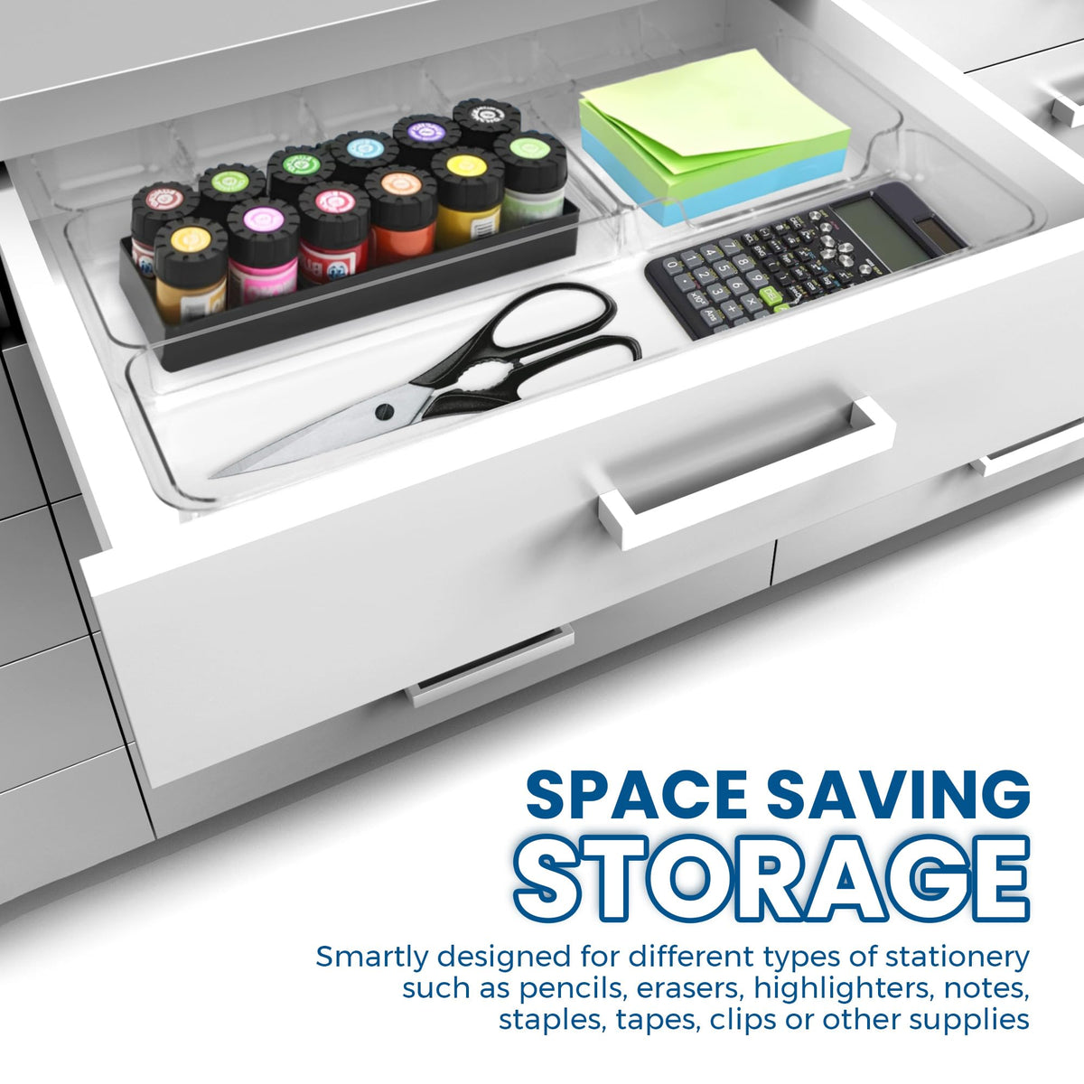 Manaloom Desk Drawer Organizer Tray with 9 Storage Compartments - For Home and Office - Drawer