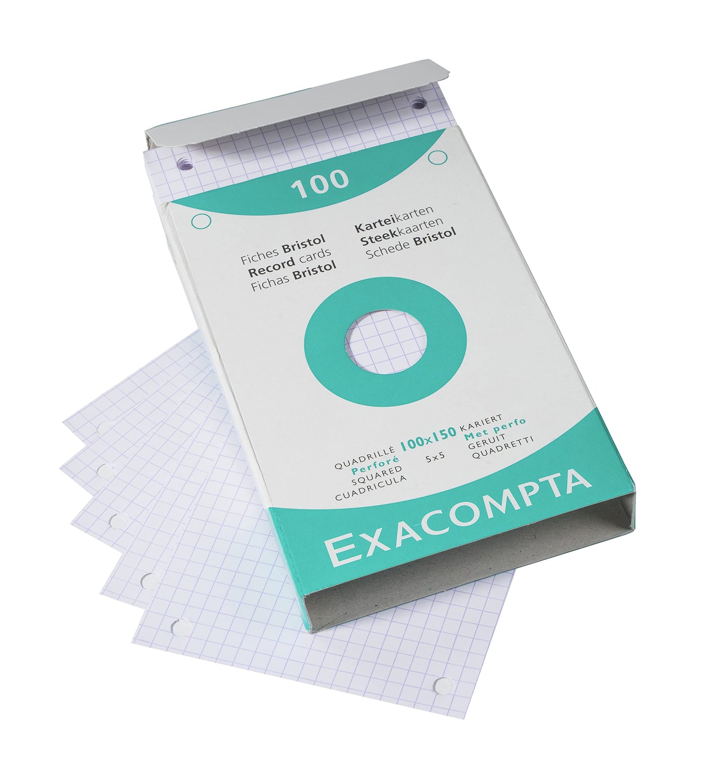 Exacompta - Ref 13602E - Bristol Squared Punched Board for Printing (Pack of 100) - 100 x 150mm in