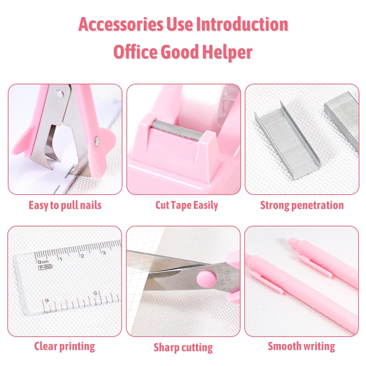 Gawsey Pink Desk Organizers and Accessories with Desk Organizer 360° Rotating Pen Holder and Office
