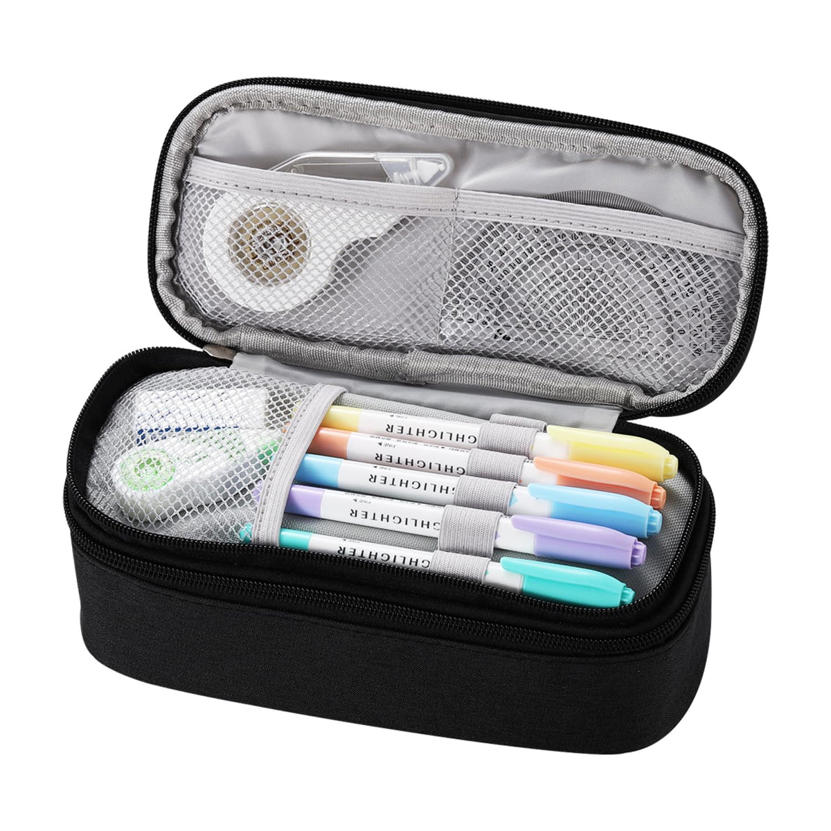 Dugio Pencil Case for Boys Kids Teens Big Zipper Pencil Pouch School Black