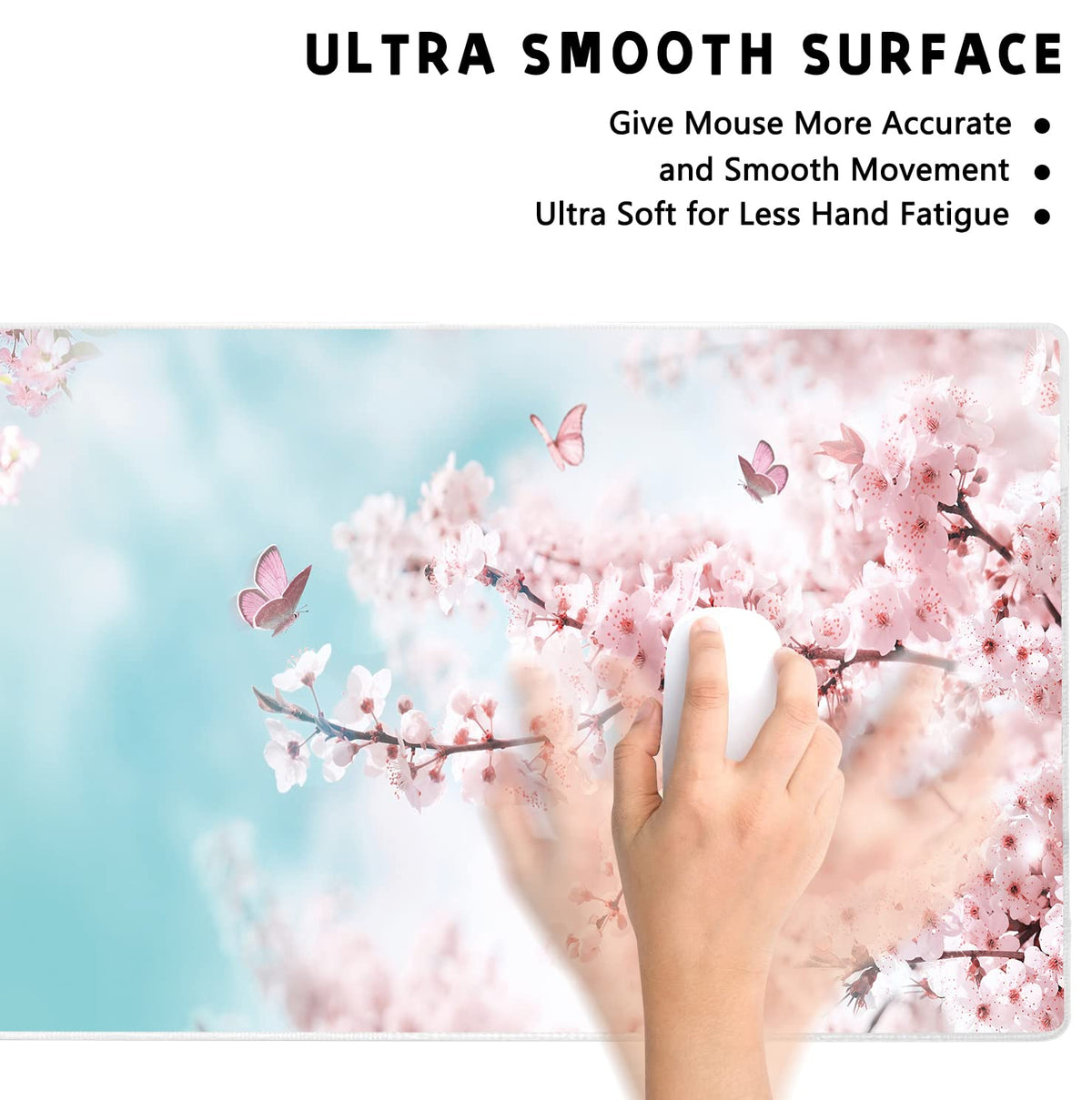 Extended Large Gaming Mouse Pad Dreamy Romantic Pink Sakura Butterflies XXL Size Keyboard Mouse Mat