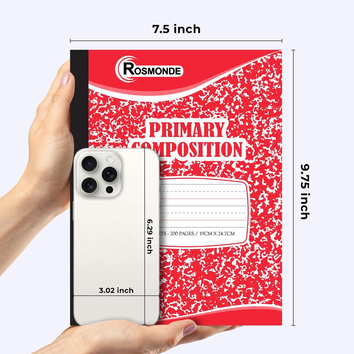Rosmonde 12 Pack Primary Composition Notebooks, 200 Pages (100 Sheets)