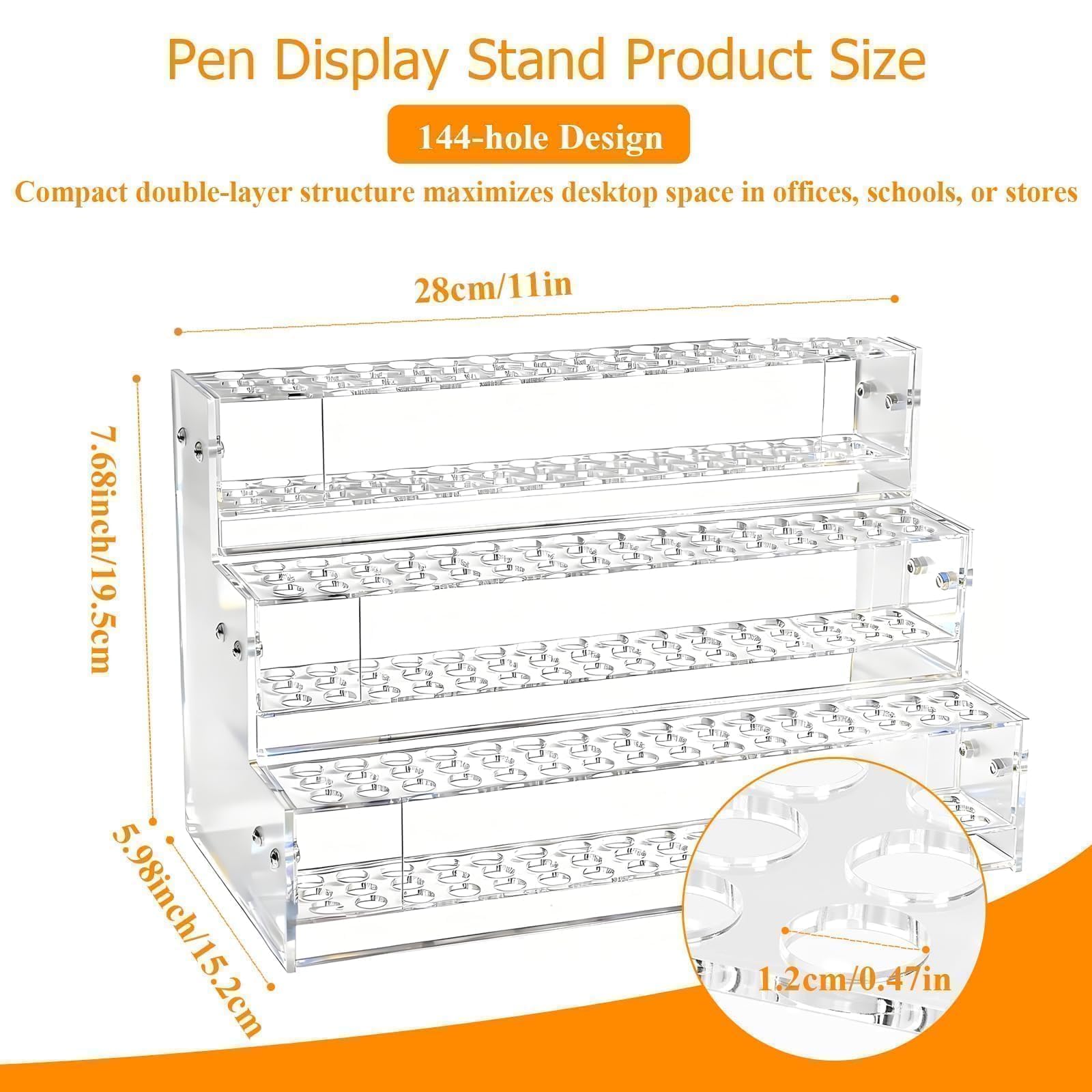 2pcs 144-Slots Pen Holder for Craft Shows,Acrylic Pen Display Stand Holders