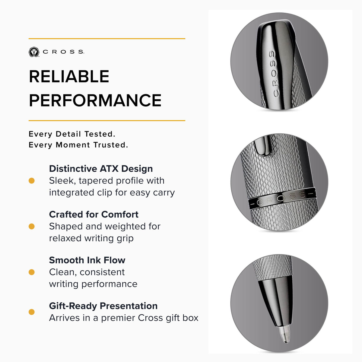 Cross ATX Refillable Ballpoint Pen Presented in a Luxury Gift Box - Medium Point, Black Ink