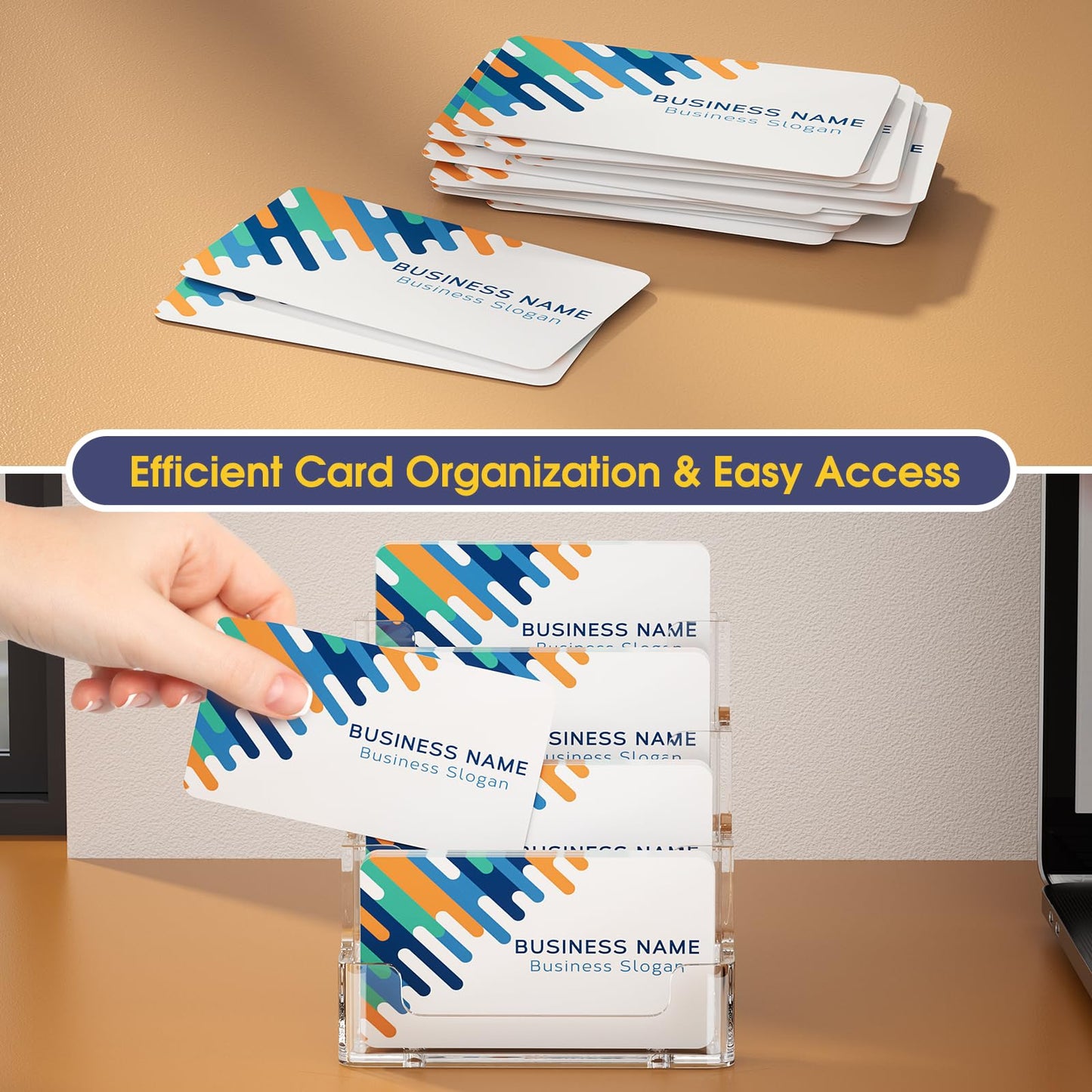 MaxGear Acrylic Business Card Holder, 320 Cards Capacity, 4 Pocket, 6 Pack