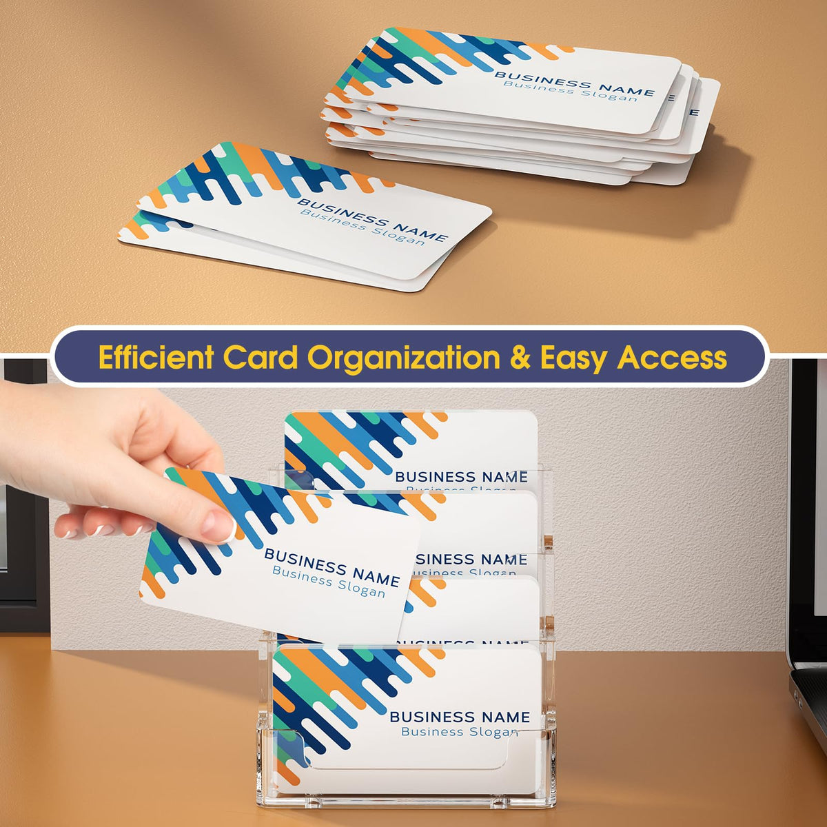 MaxGear Acrylic Business Card Holder, 320 Cards Capacity, 4 Pocket, 6 Pack