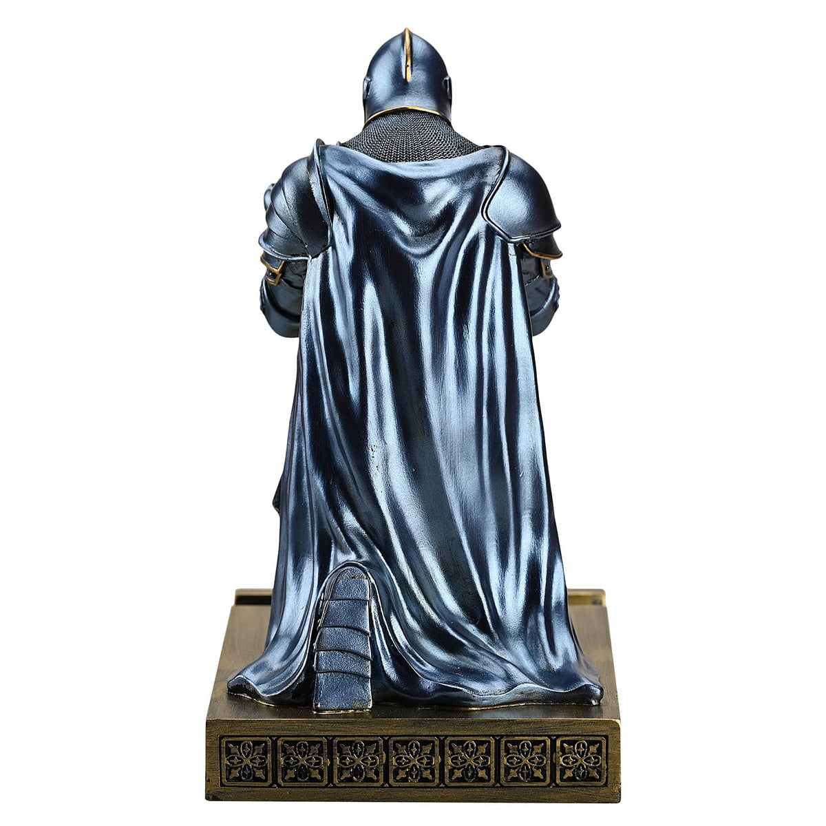 Medieval Armored Knight Pen Holder Figurine Paperweight Phone Stand Blue
