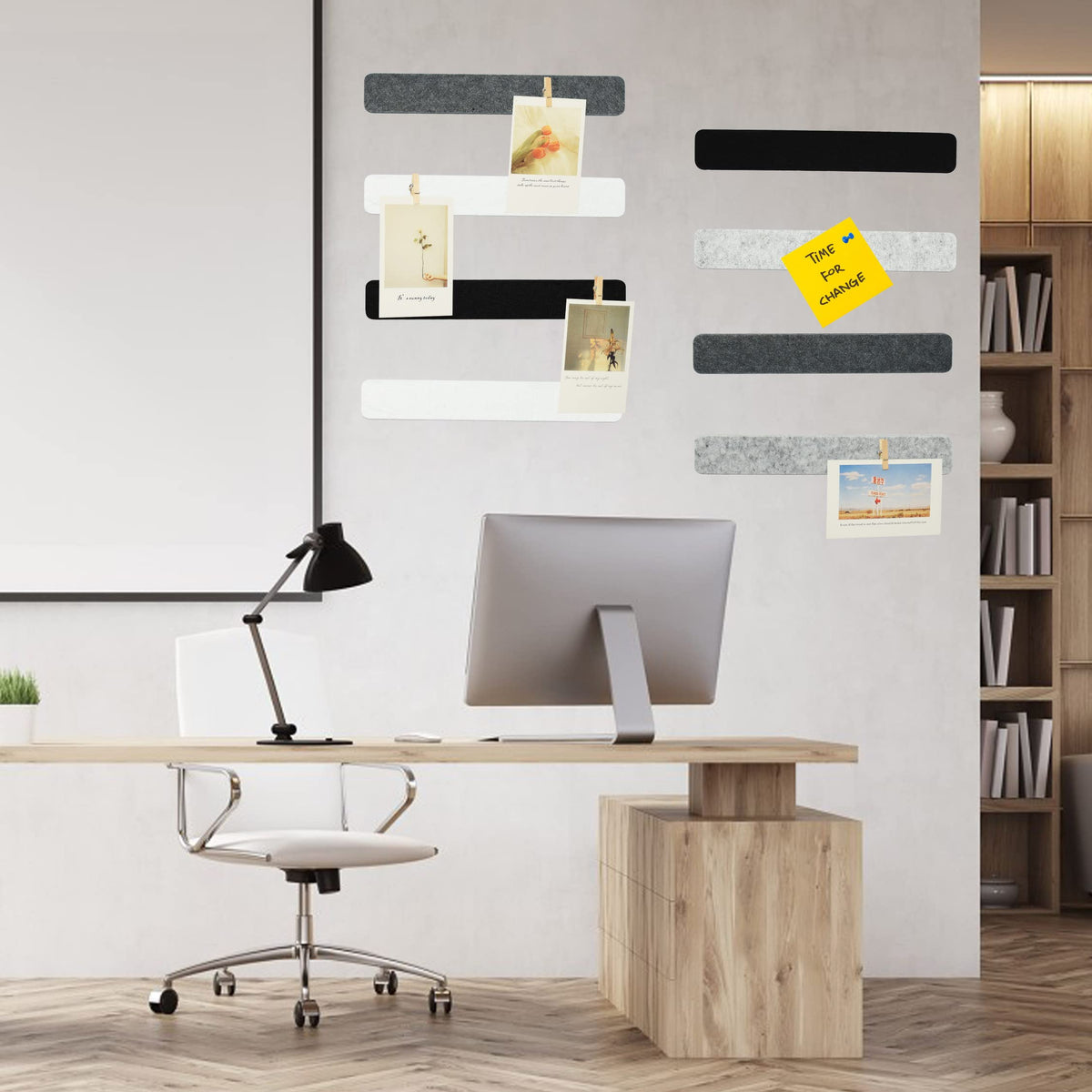 YOUDEFUL 8Pcs Bulletin Board Strip, Felt Cork Board with 50 Pushpins
