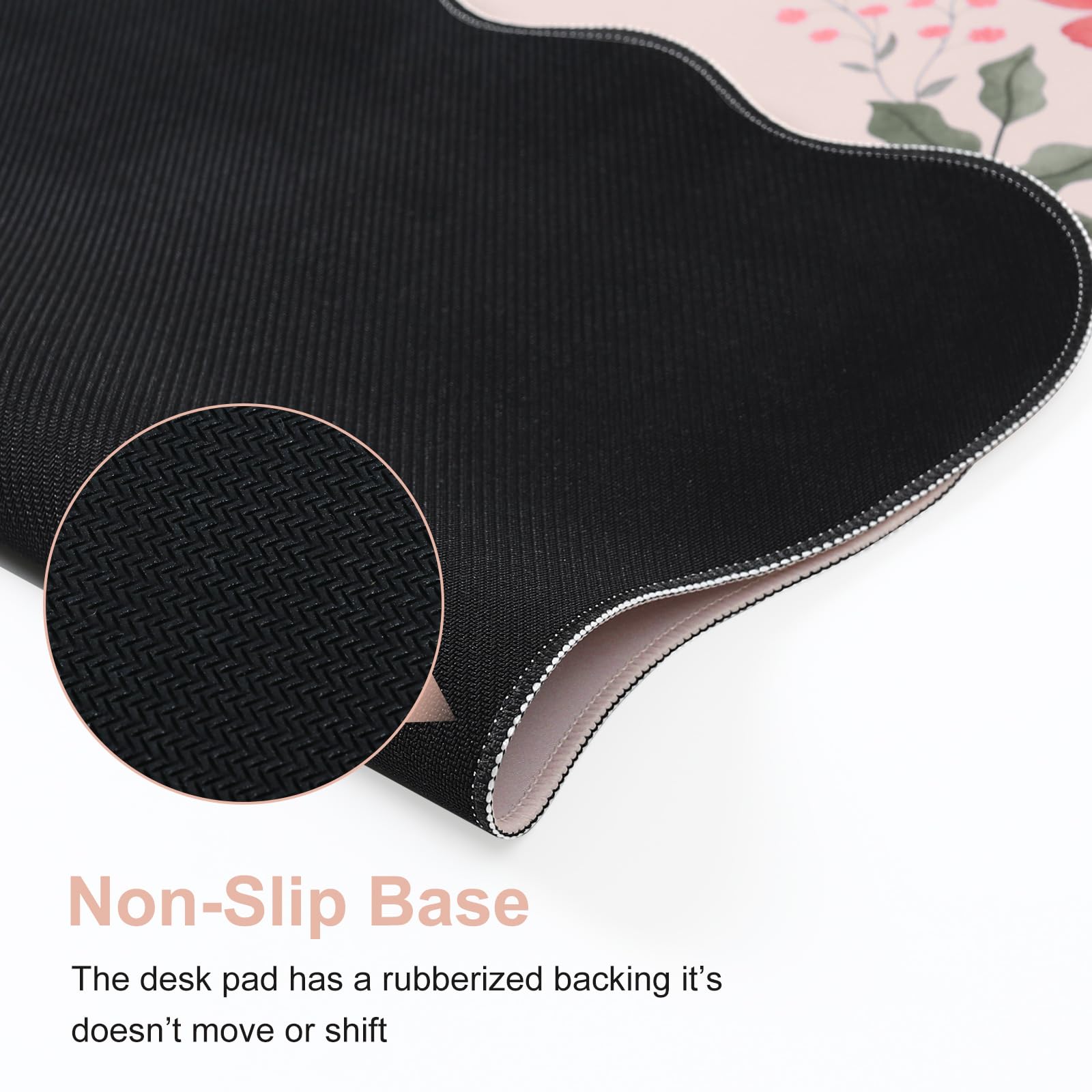 iCasso Desk Mat, Scalloped Desk Matt for Desktop, Cute Desk Pad Mat, XXL Large Mouse Pad, Anti-Slip