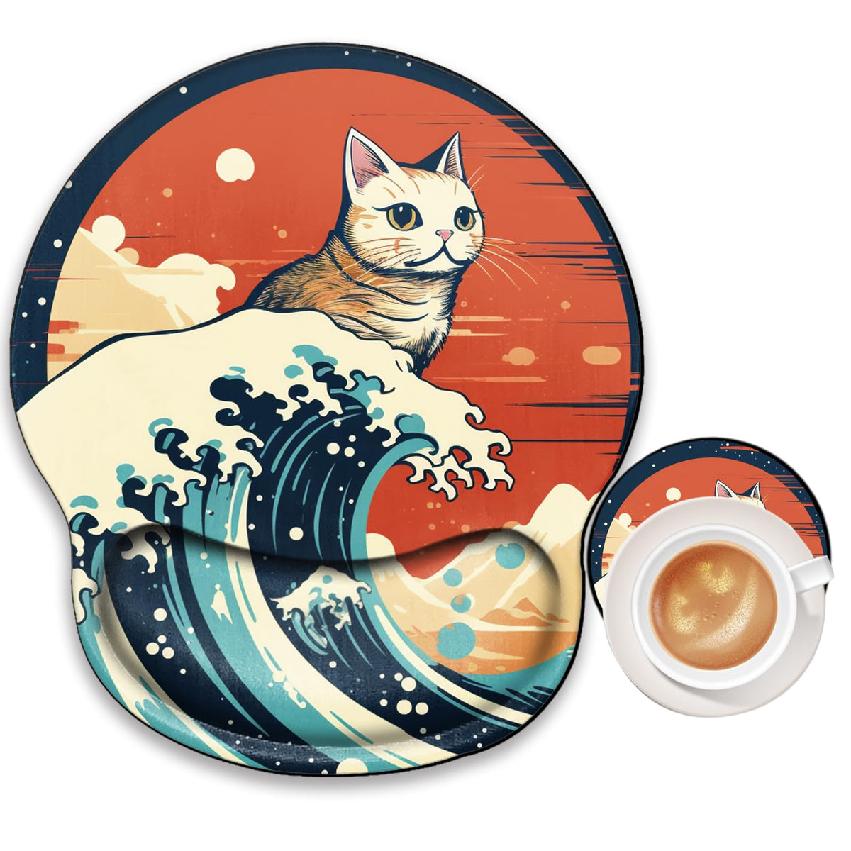 Cat Mouse Pad with Wrist Support Moon Mousepad Wrist Rest Gel Mouse Mat Gaming Cushion Mouse Pads