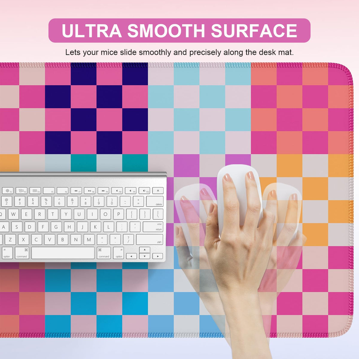 iLeadon Desk Mat, Computer Desktop Pad, Colorful Checkered Mouse Pad, Large Rubber Base Mousepad