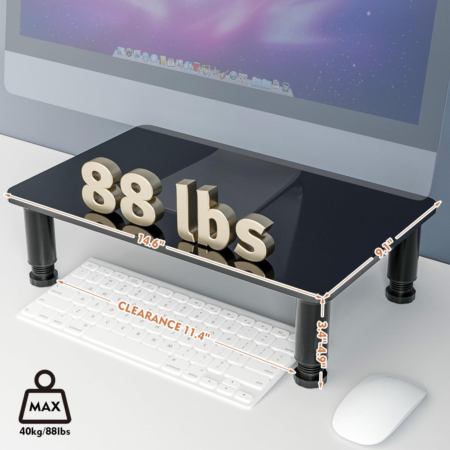 Hemudu 2 Pack Computer Monitor Stand Riser with Height Adjustable Multi Media Desktop Stand for