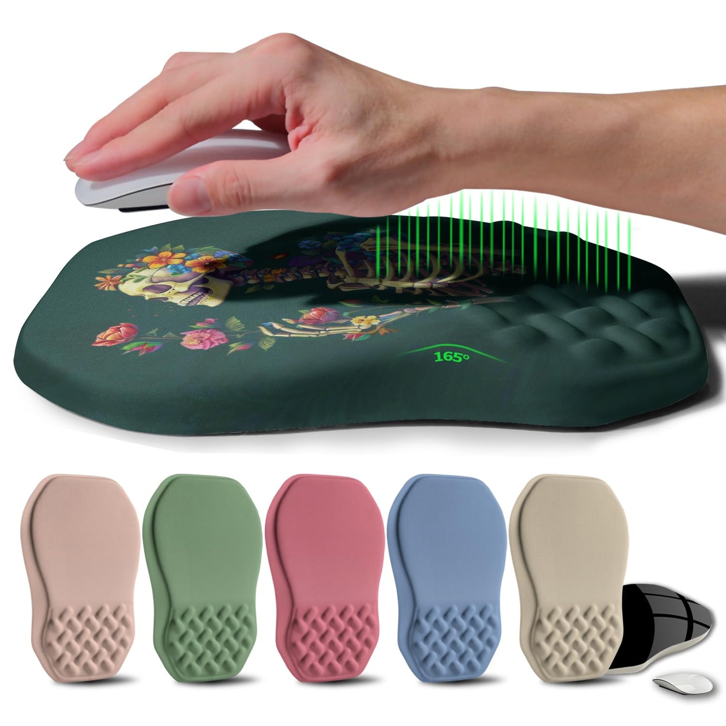 Gleamtide Ergonomic Raised Mouse Pad Wrist Support with Bilateral Slope Memory Foam Mousepad for