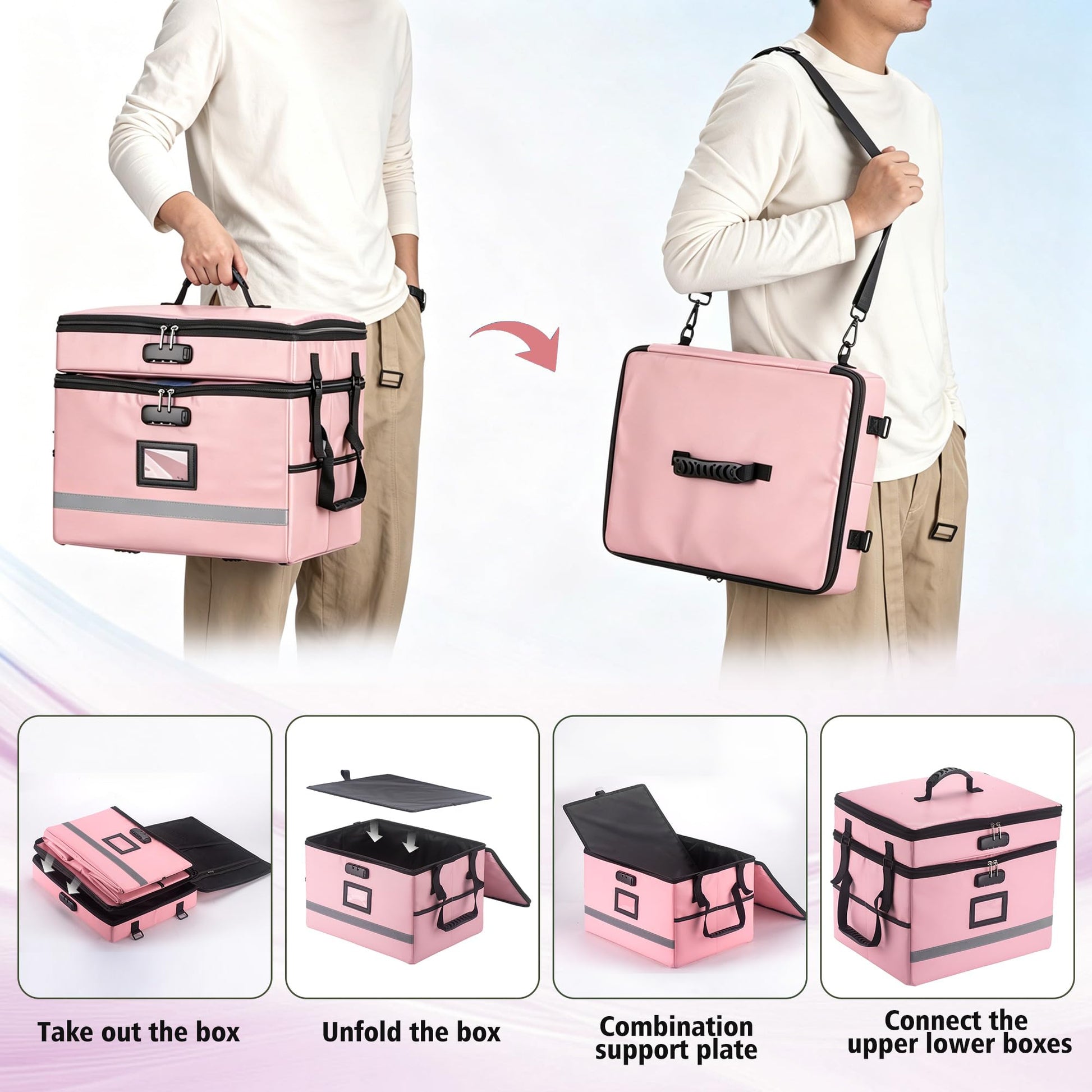 EXLIFBAG Fireproof File Organizer with Lock, 2 Layer