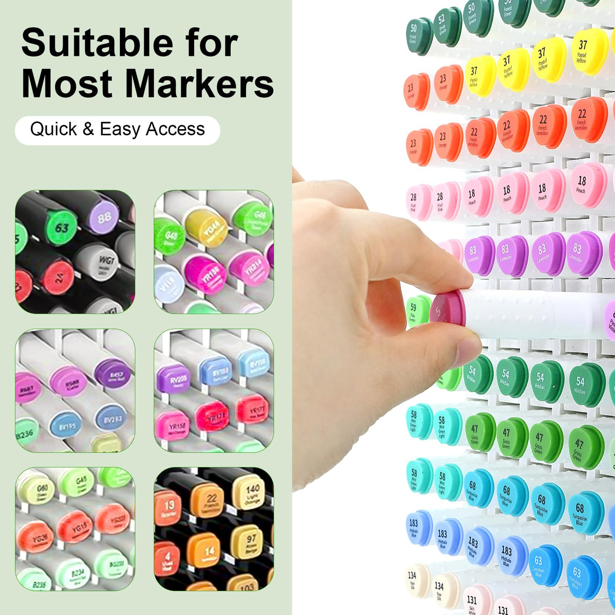 LOSADY Marker Organizer, 135-Slot Marker Holder with Adjustable Dividers