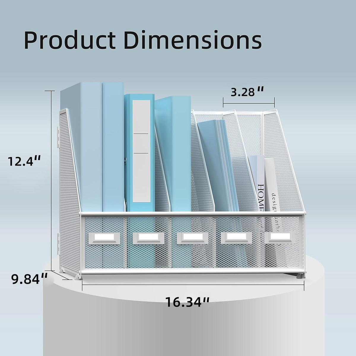 SUPEASY Desk Organizers Metal Desk Magazine File Holder with 5 Vertical Compartments Rack File