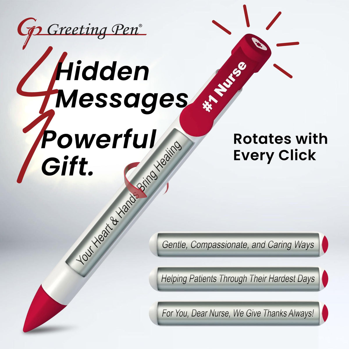 Greeting Pen – Nurse Appreciation Pen Set with Uplifting Rotating Messages – Cute, Bulk Presents