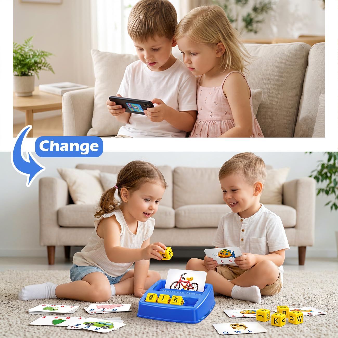 NARRIO Matching Letter Game, Educational Toys for 3 4 5 Year Old Boy, Spelling Word Games for Kids