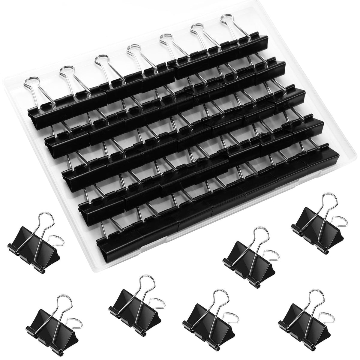 SANNIX 36 PCS Medium Binder Clips, 1-1/4 inch 32mm Binder Clips Black Paper Clamps Medium Size for
