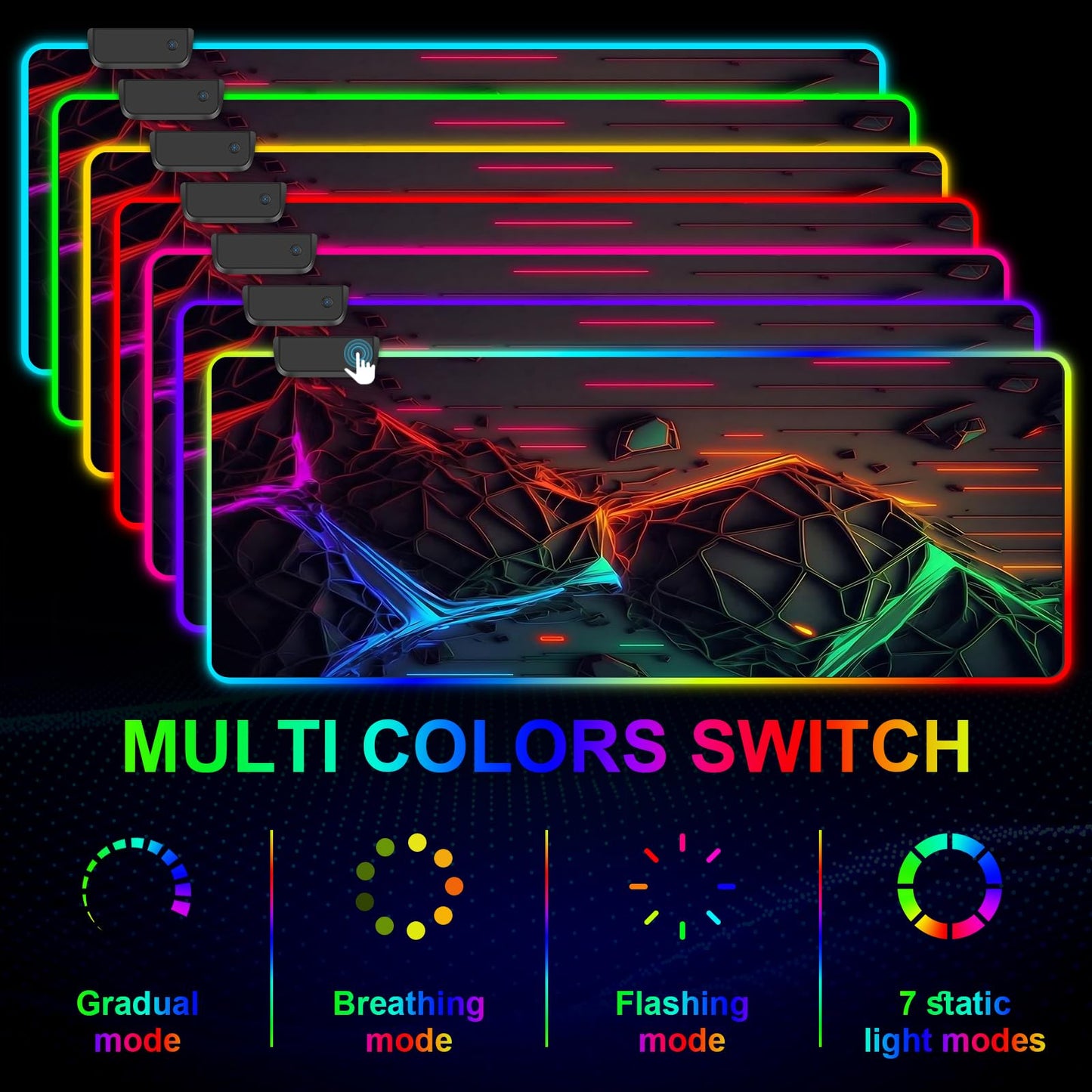 RGB Mouse Pad, Gaming Mousepad with 13 LED Light Modes
