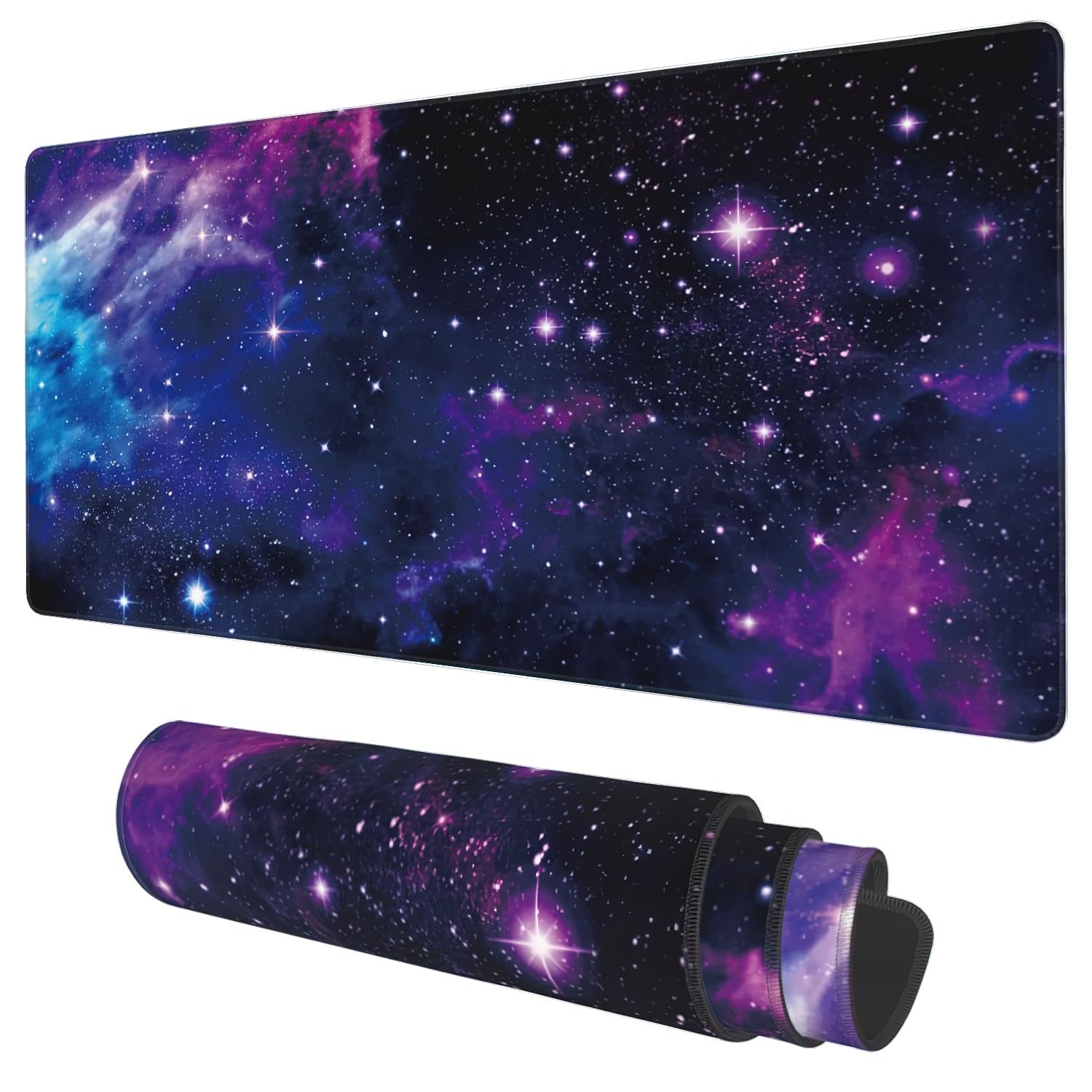 Desk Mat, Galaxy Nebula Universe Space Extended Gaming Mouse Pad Large, Big Mouse Pad with Non-Slip
