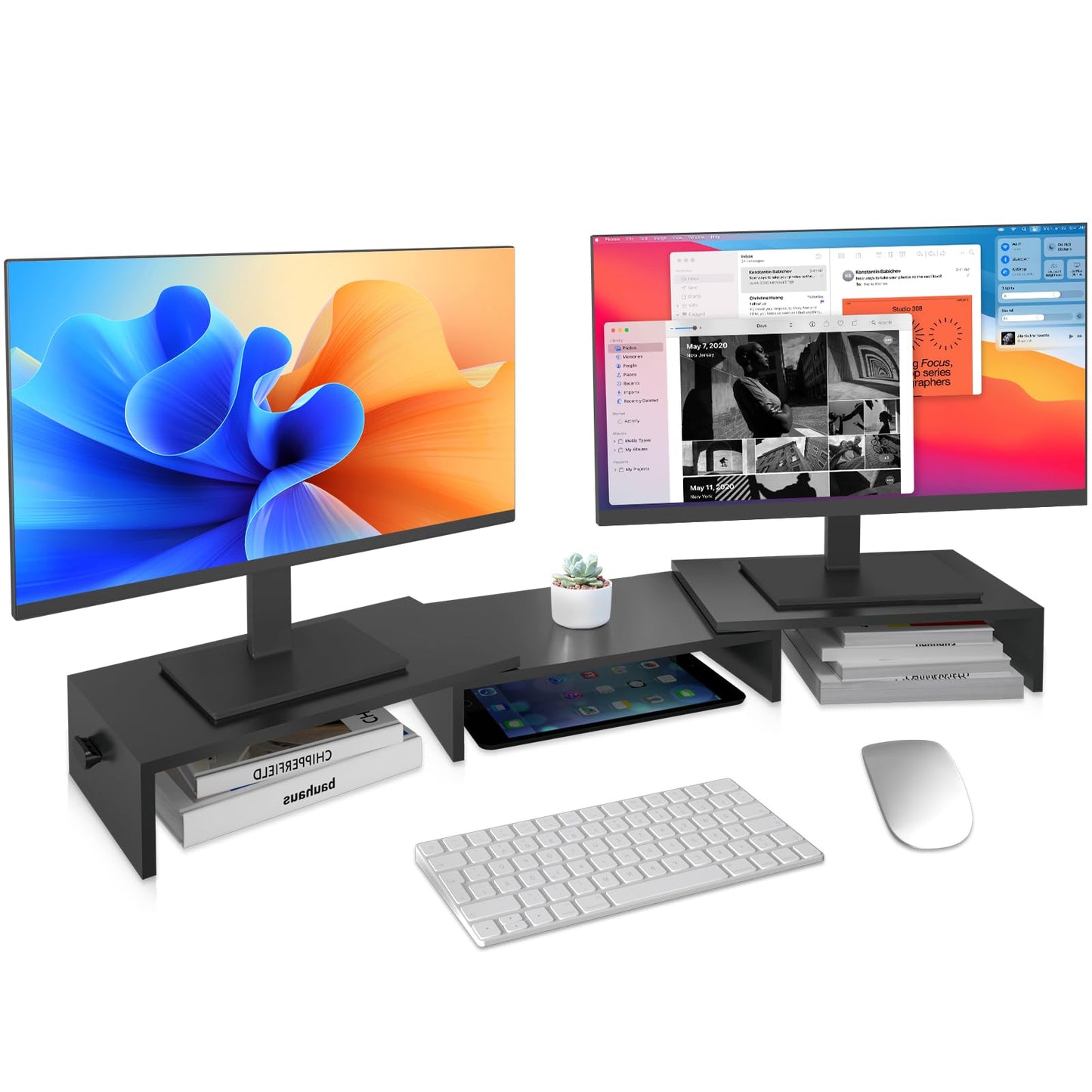 Pholiten Monitor Stand Riser with Adjustable Length and Swivel Angles