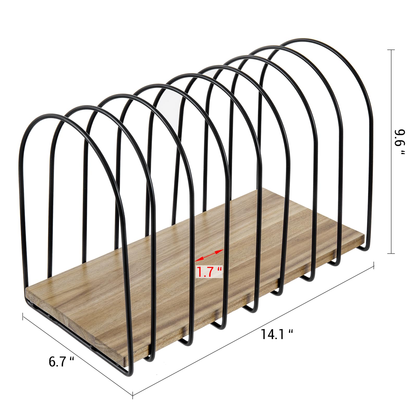 MyGift 14 Inch Large Desktop Document Holder, Premium Acacia Solid Wood and Black Metal Wire Arch 8