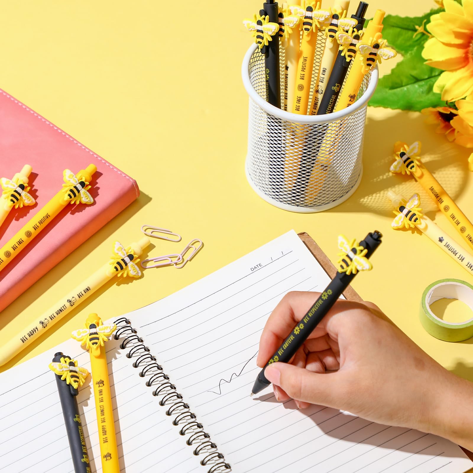 Jetec 30 Pcs Back to School Gifts Inspirational Bee Pens Cute Ballpoint Pens Bulk Employee