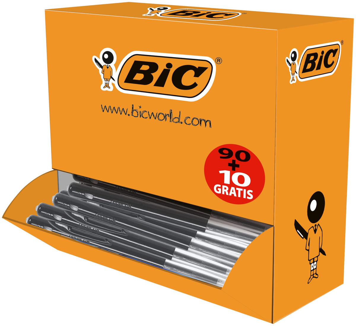 BIC M10 Medium Clic Pens Value Pack - Black (Pack of 100)