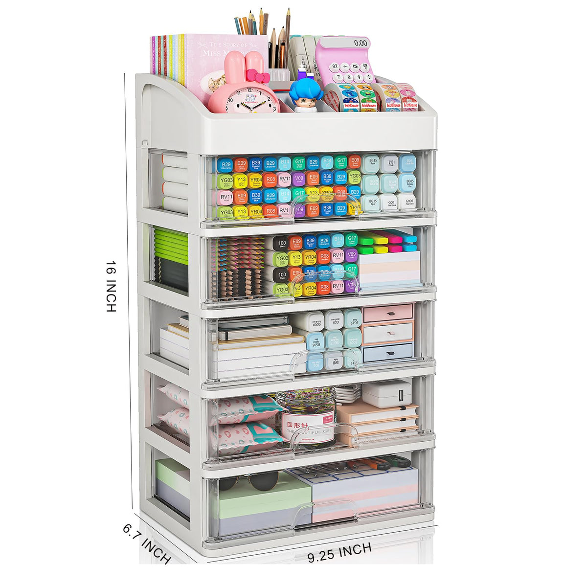 Desk Organizer with Drawers, 5 Drawers Storage Organizer, Desktop Storage Drawers for Office