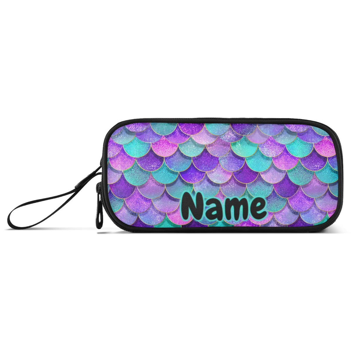 BOENLE Custom Mermaid Scales Pencil Case Box Boys Girls Personalized Name Large Pencil Pouch