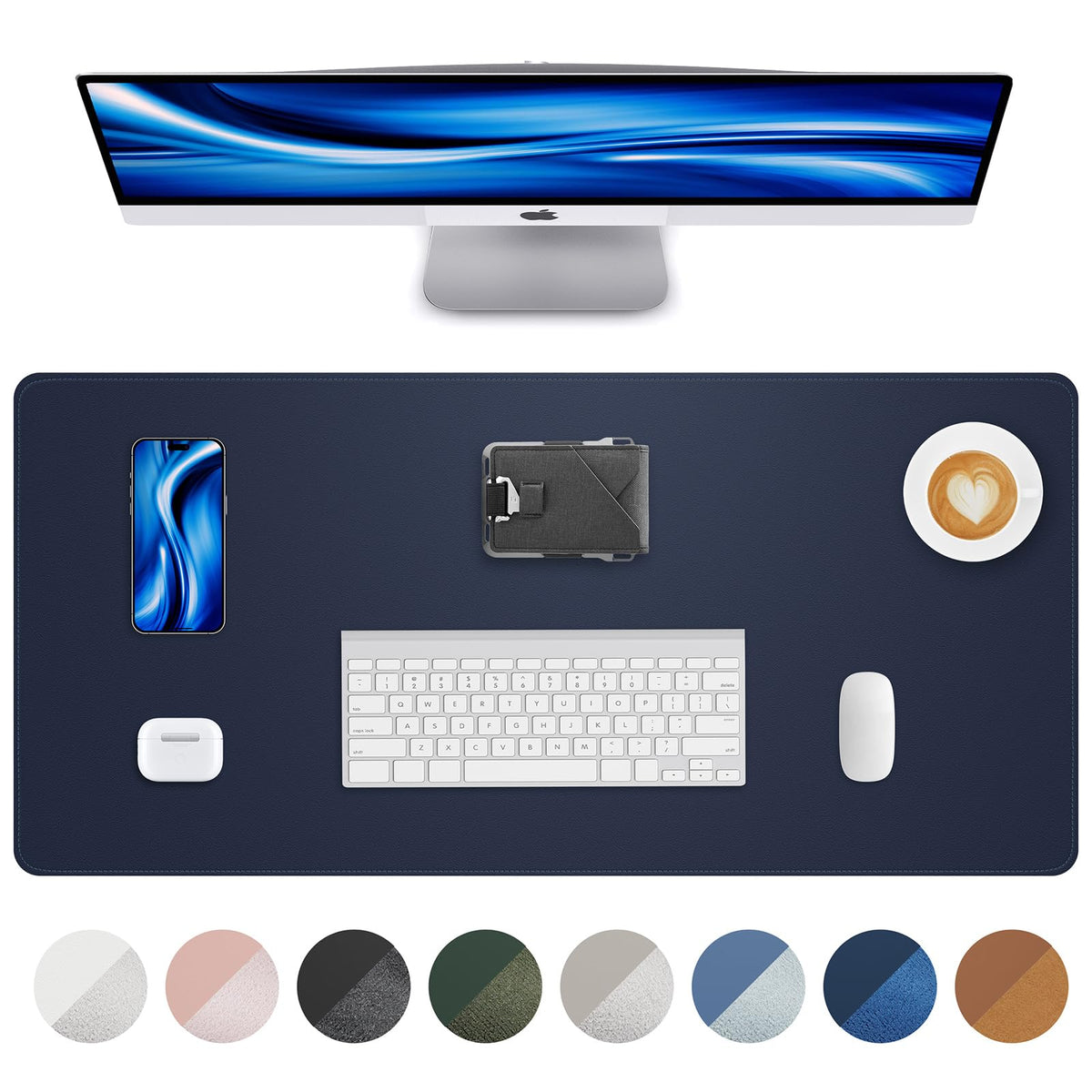 Leather Desk Pad Protector,Desk Mat,Large Mouse Pad, Non-Slip Desk Pad, Waterproof PU Leather Desk