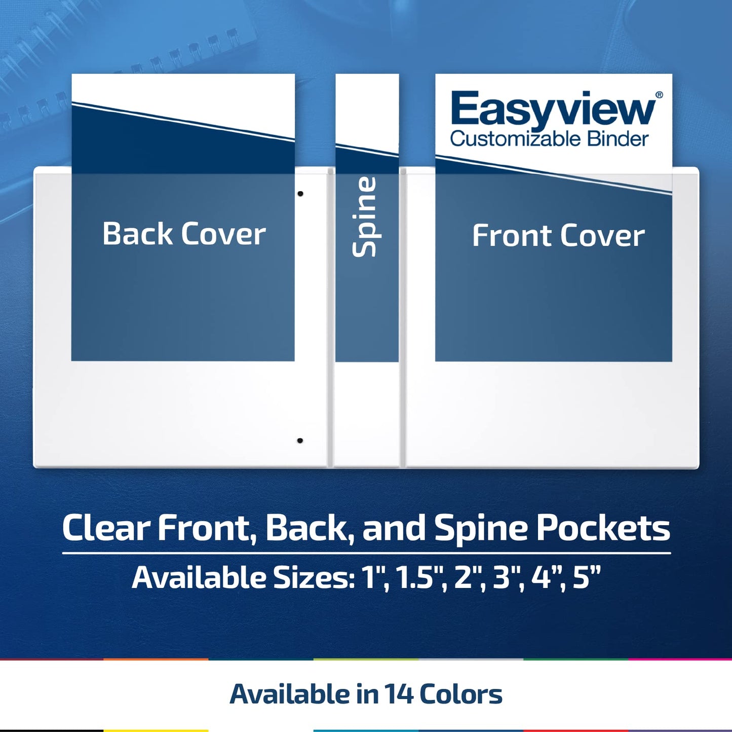 Easyview 3-Ring Binder, Clear-View Cover, 3" Round Rings, Gray, 6 Pack