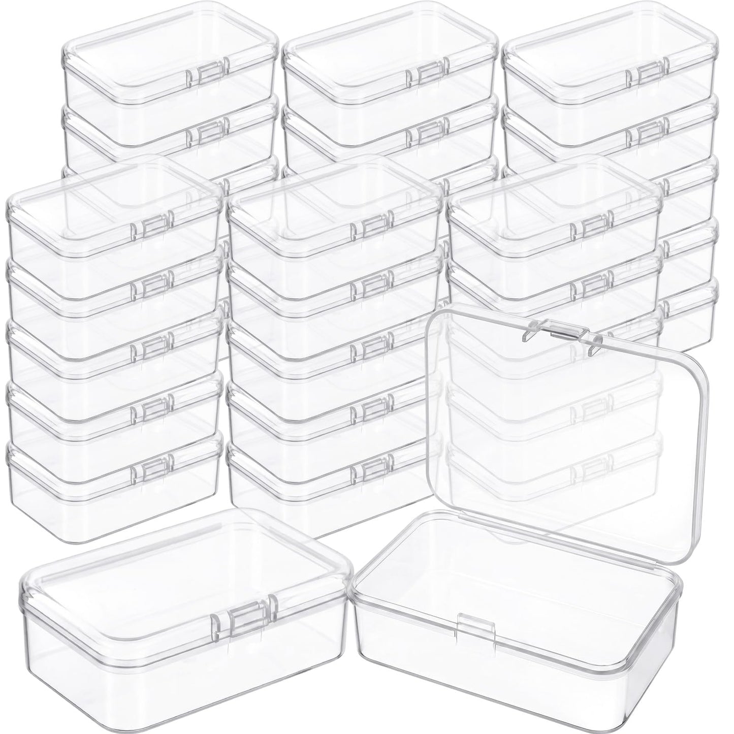 Jetec 30 Pieces Small Clear Plastic Storage Box, 3.3 x 2.1 x 1 Inch