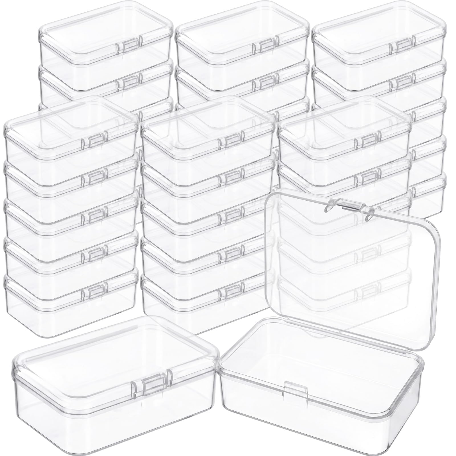 Jetec 30 Pieces Small Clear Plastic Storage Box, 3.3 x 2.1 x 1 Inch