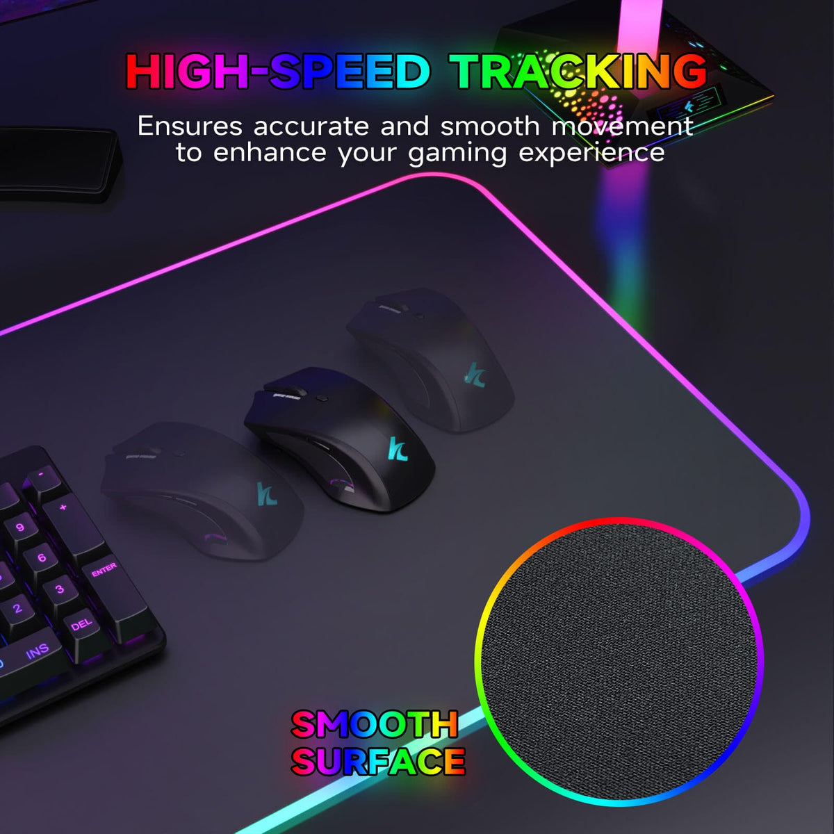Charging RGB Gaming Mouse Pad - Wireless 15W Mousepad LED Extra Large Mouse Mat 80 * 30cm, 10 Light