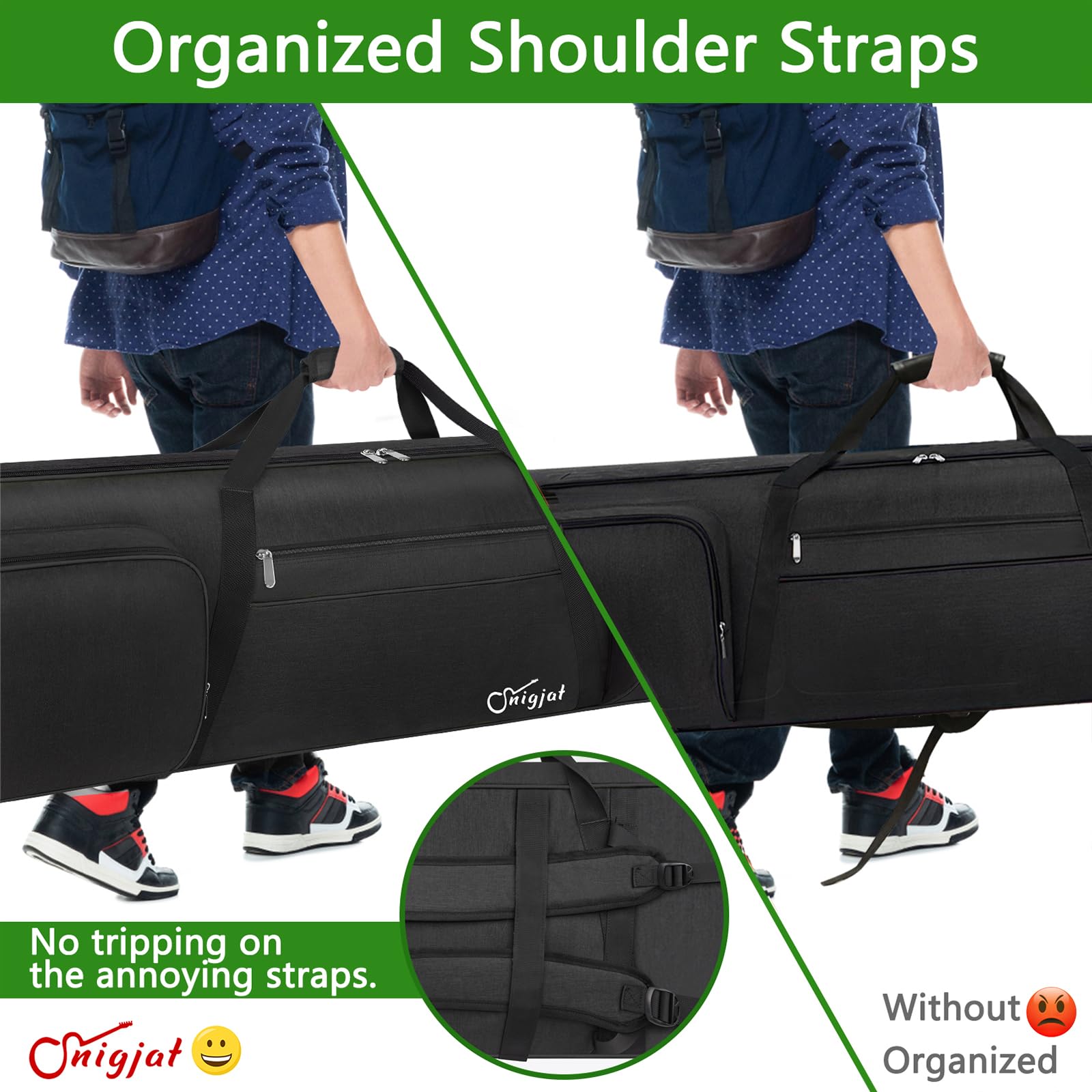 SNIGJAT 88 Key Keyboard Case Soft with Padded Shoulder Straps, All Black